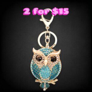 Shimmering Teal & Gold Blingy Bespecticaled Owl Durable Heavy Metal Alloy